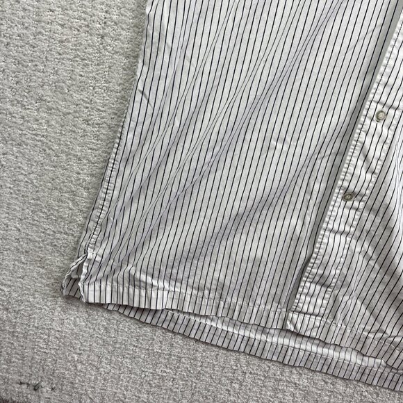 Y2K Avirex  Button Up Shirt Mens XL Short Sleeve Striped White Grunge Graphic** - Picture 4 of 15